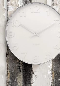 Karlsson Wandklok Mr. White Numbers - Staal Gepolijst - Ø51cm -Karlsson 849x1200