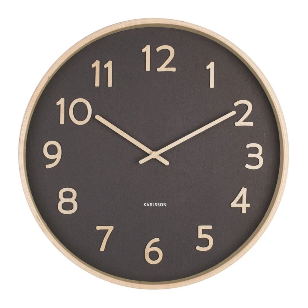 Karlsson Pure Wood Grain Klok - Zwart 3 Karlsson Pure Wood Grain Klok - Zwart
