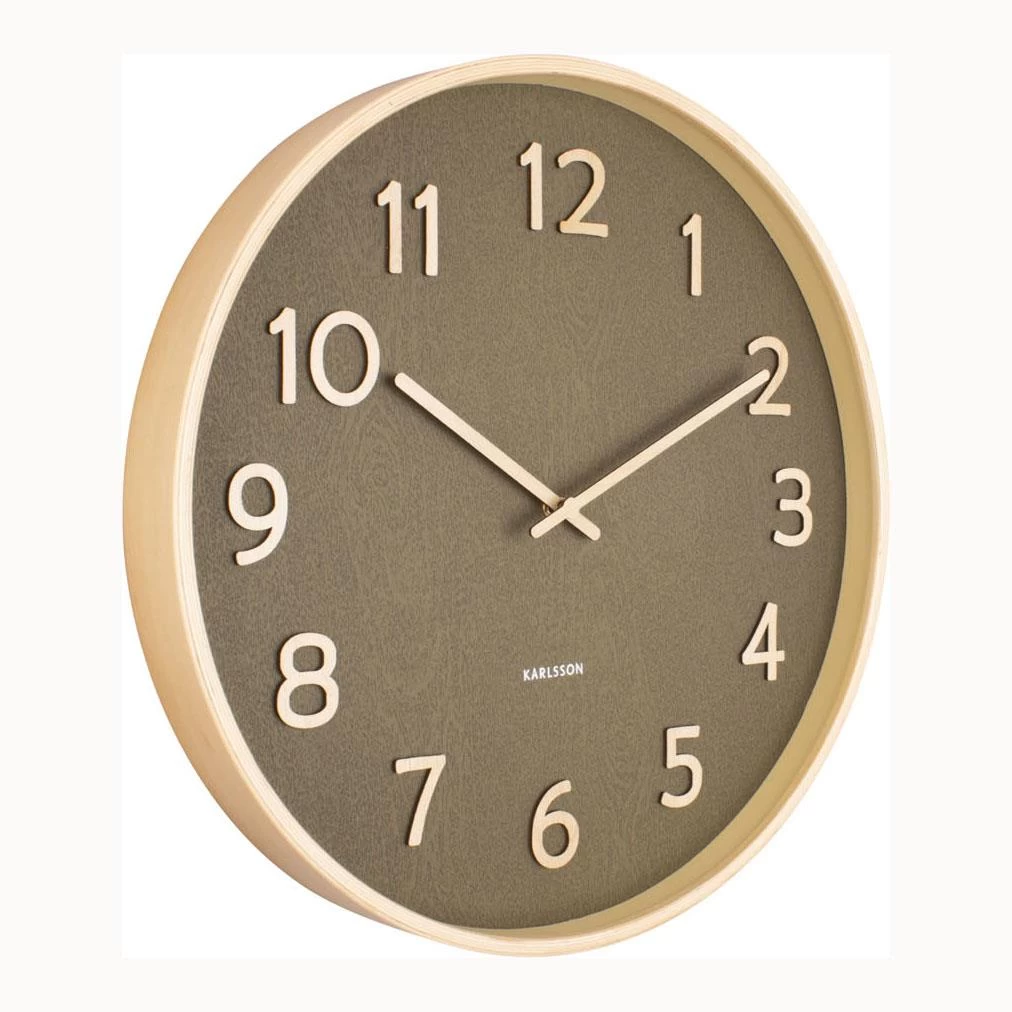 Karlsson Pure Wood Grain Klok - Mosgroen 7 Karlsson Pure Wood Grain Klok - Mosgroen - Afbeelding 5