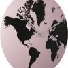 Karlsson Wall Clock World Map Metal Light Pink