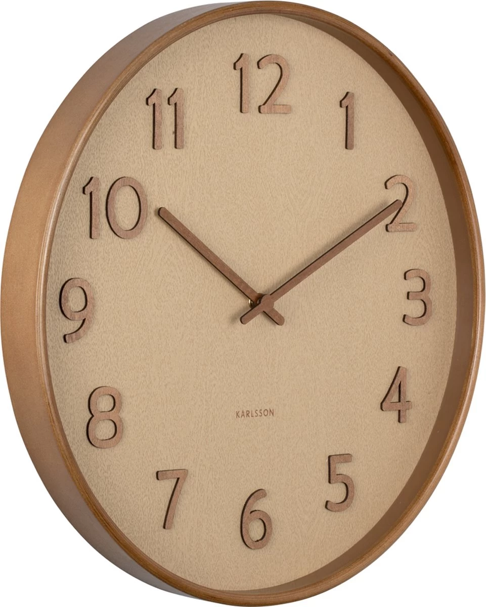 Karlsson Wall Clock Pure Wood Grain Large Sand Brown 4 Karlsson Wall Clock Pure Wood Grain Large Sand Brown - Afbeelding 2