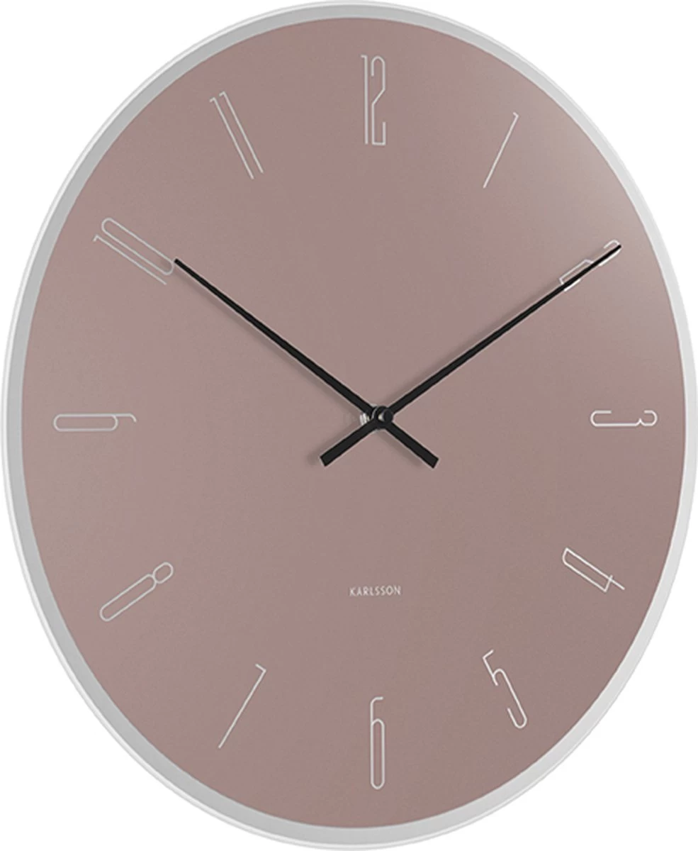 Karlsson Wandklok Mirror Numbers - Lichtroze Glas - Ø40cm
